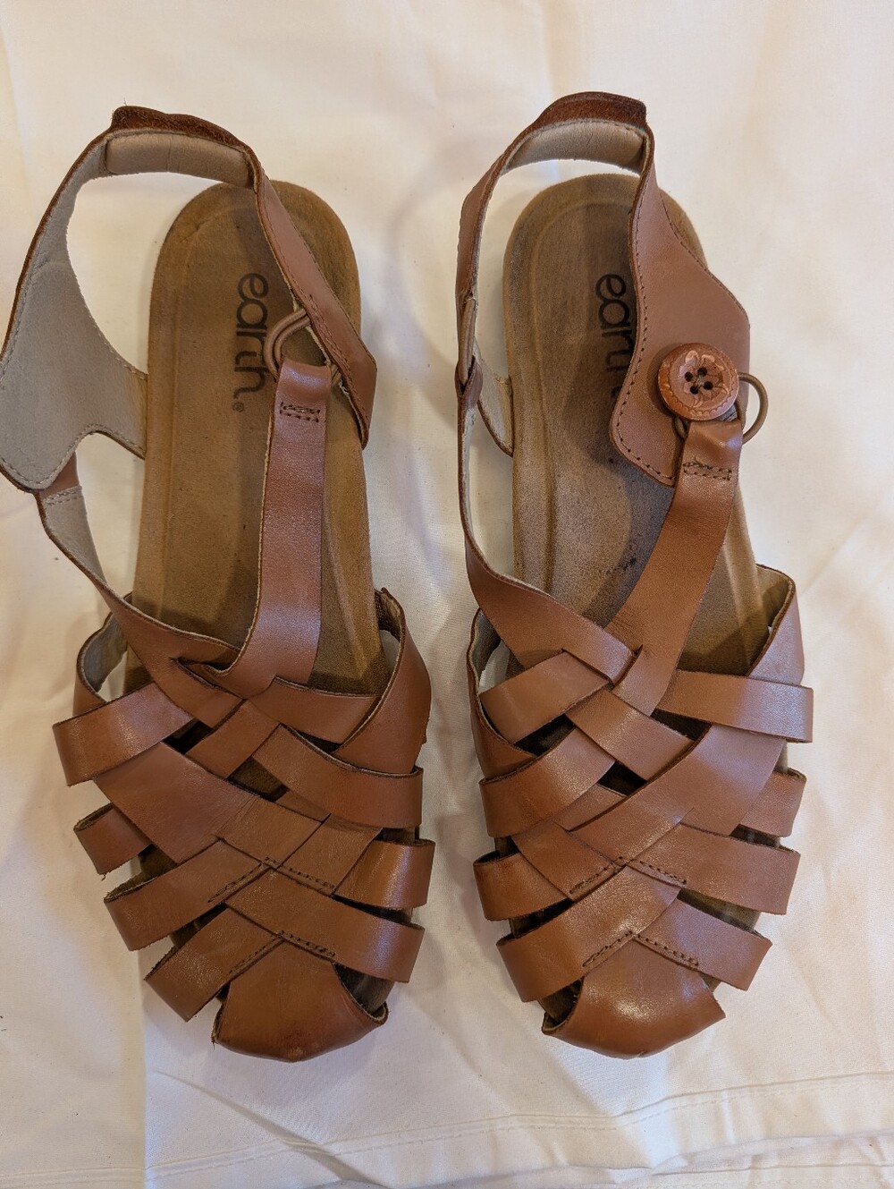 Earth Leather Fisherman Sandals Belita Alpaca Brown 9.5 W